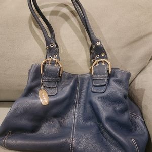 Tignanello Blue Leather Convertible Satchel.